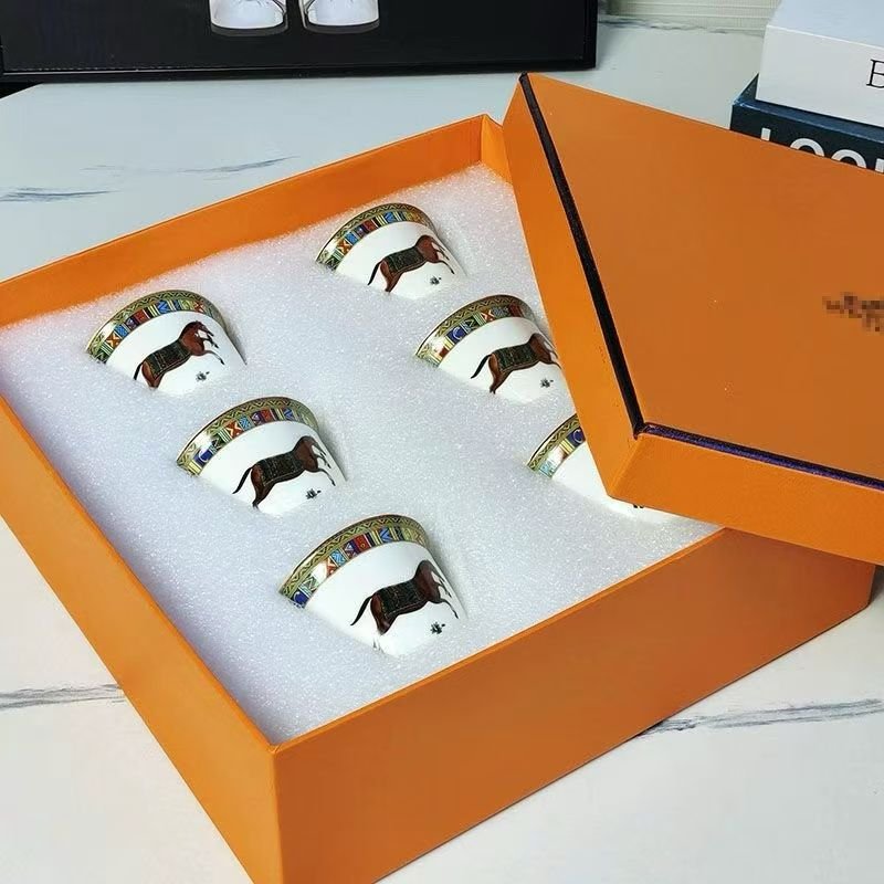 Hermes Arabic Coffee Cups set of six - Horse - Hermes Arabic Coffee | Aleppo Gift UAE